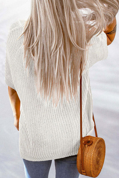 V-neck Color Knitted T-shirt
