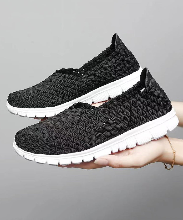 Pink Flat Shoes Knit Fabric Comfortable Splicing