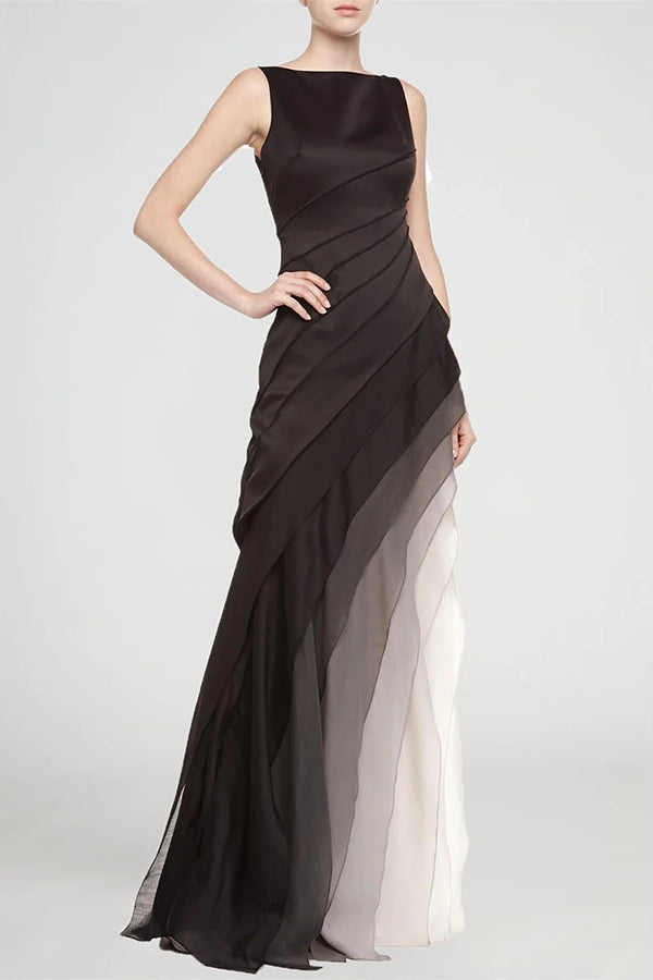 And Mysterious Tulle Gradient Cascading Design Gown Maxi Dress
