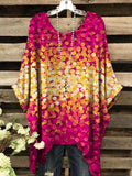 Women's Oil Painting Abstract Patchwork Art Print Top