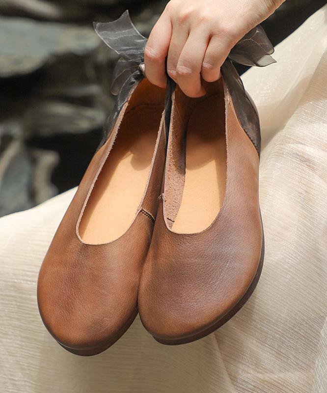 Chocolate Gladiator Flat Shoes Genuine Leather