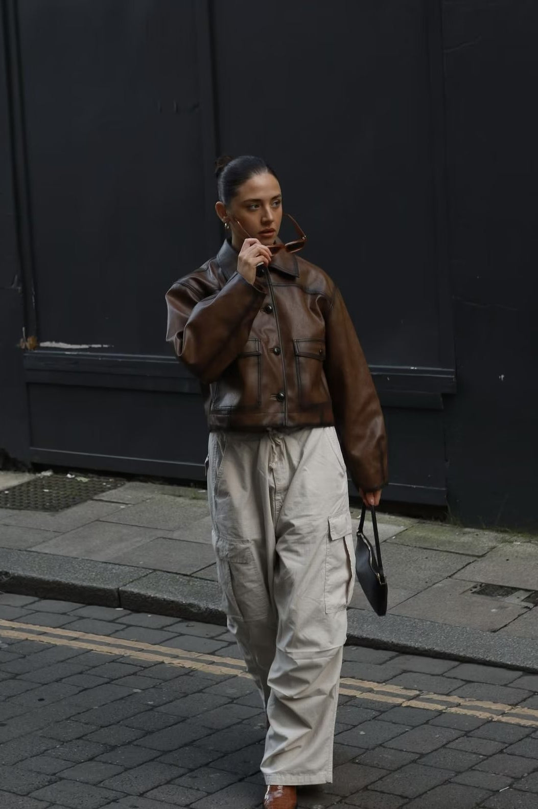 Brown Faux Leather Coat
