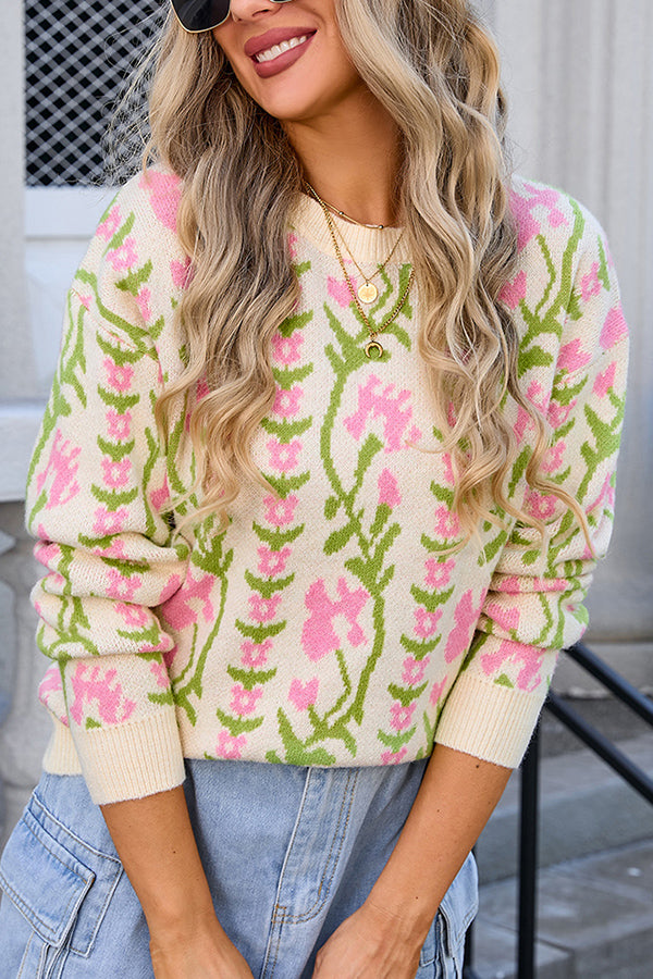 Fashionable Knitted Crew Neck Sweater