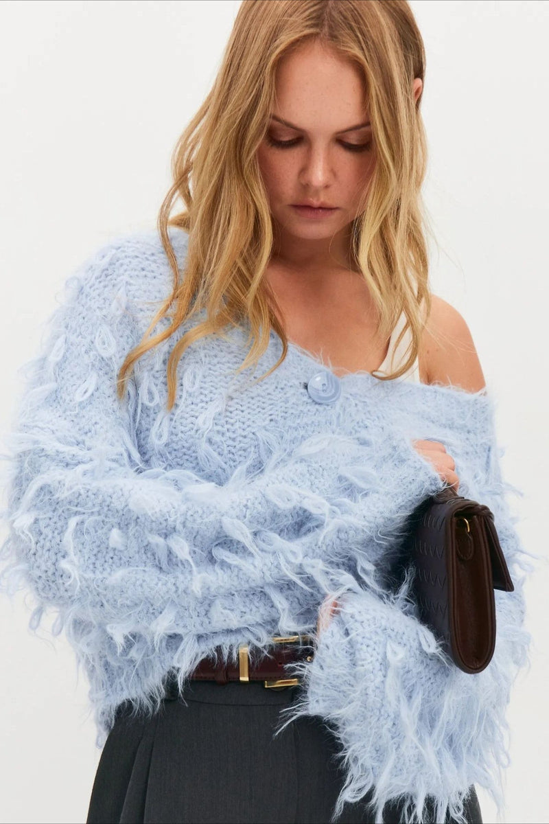 Slouchy V-neck Tasseled Loose Sweater