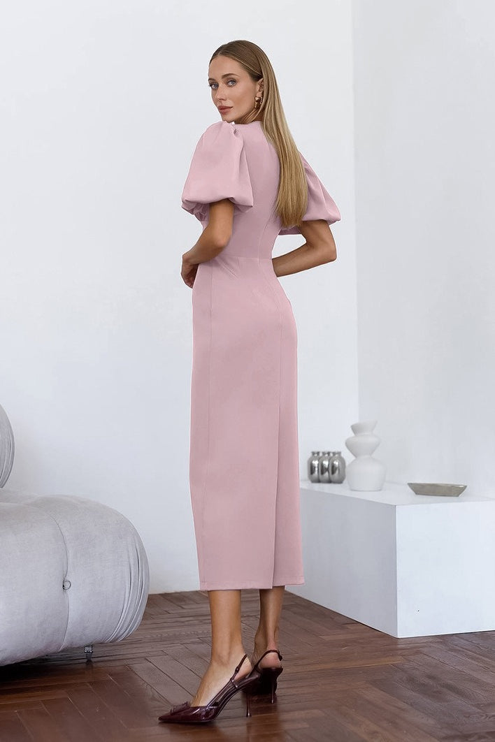 Puff Sleeve Bodycon Maxi Dress