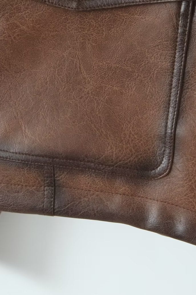 Brown Faux Leather Coat