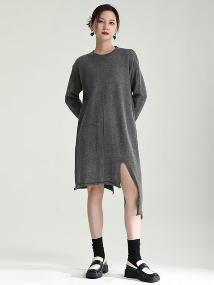 Long Sleeves Loose Color High-neck Shawl&sweater Dresses Two Pieces Set