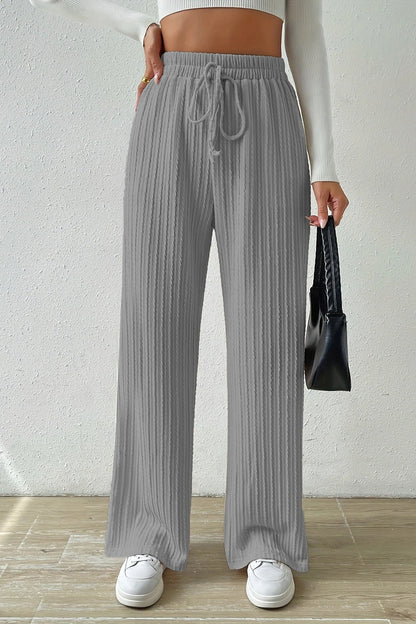 Elastic High Waist Straight Leg Knit Pants