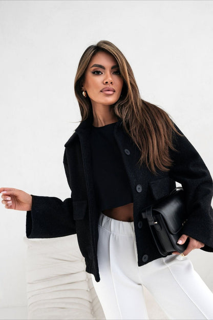 Wool Pocket Elastic Snap Coat