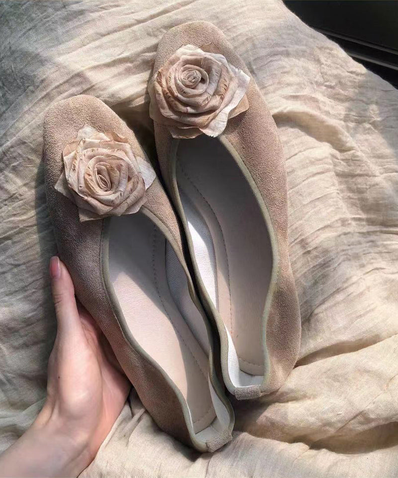 Retro Splicing Soft Flat Feet Shoes Khaki