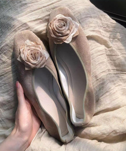Retro Splicing Soft Flat Feet Shoes Khaki