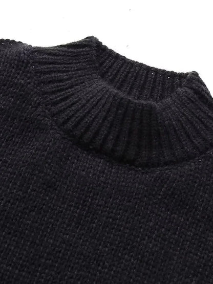 Autumn Knit Sweater Pullover Female Loose Turtleneck Patchwork Oversized Sweater Knitwear High Street Pullover