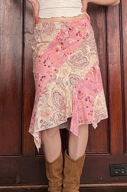 Ruffle Asymmetric Midi Skirt