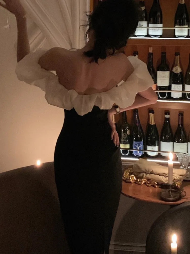 Patchwork Midi Dress Sleeveless Slim Bodycon Off Shoulder Evening Party Vestidos Mujer Summer Clothes