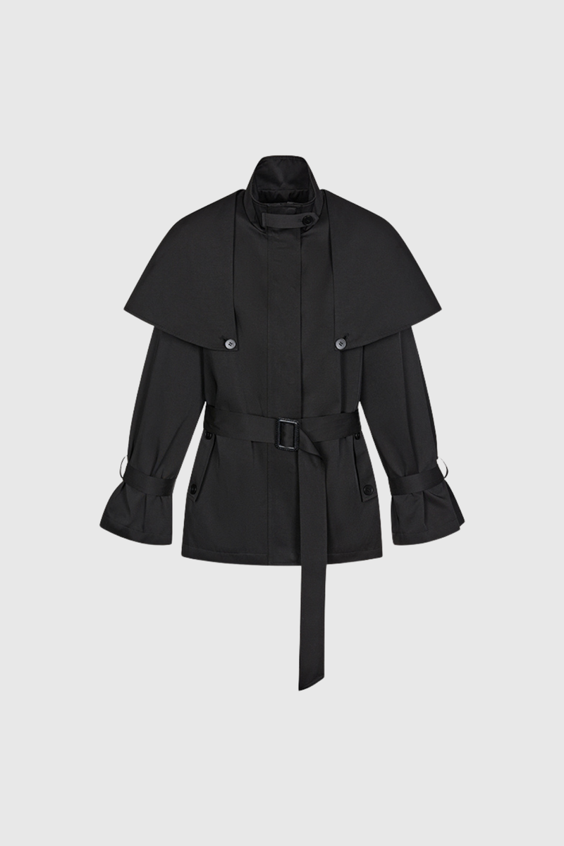 Davide Shawl Trench Coat in Black