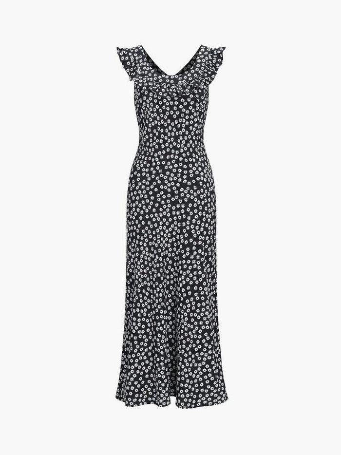 Daisy Print V Neck Maxi Dress