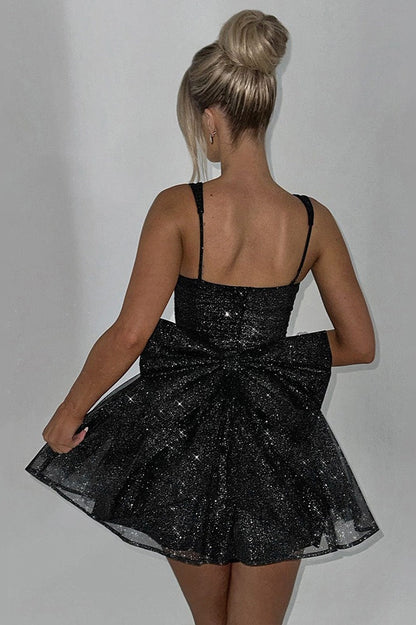 Satin Bow A-line Mini Dress
