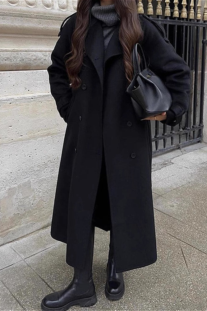 Color Longline Long Sleeve Overcoat
