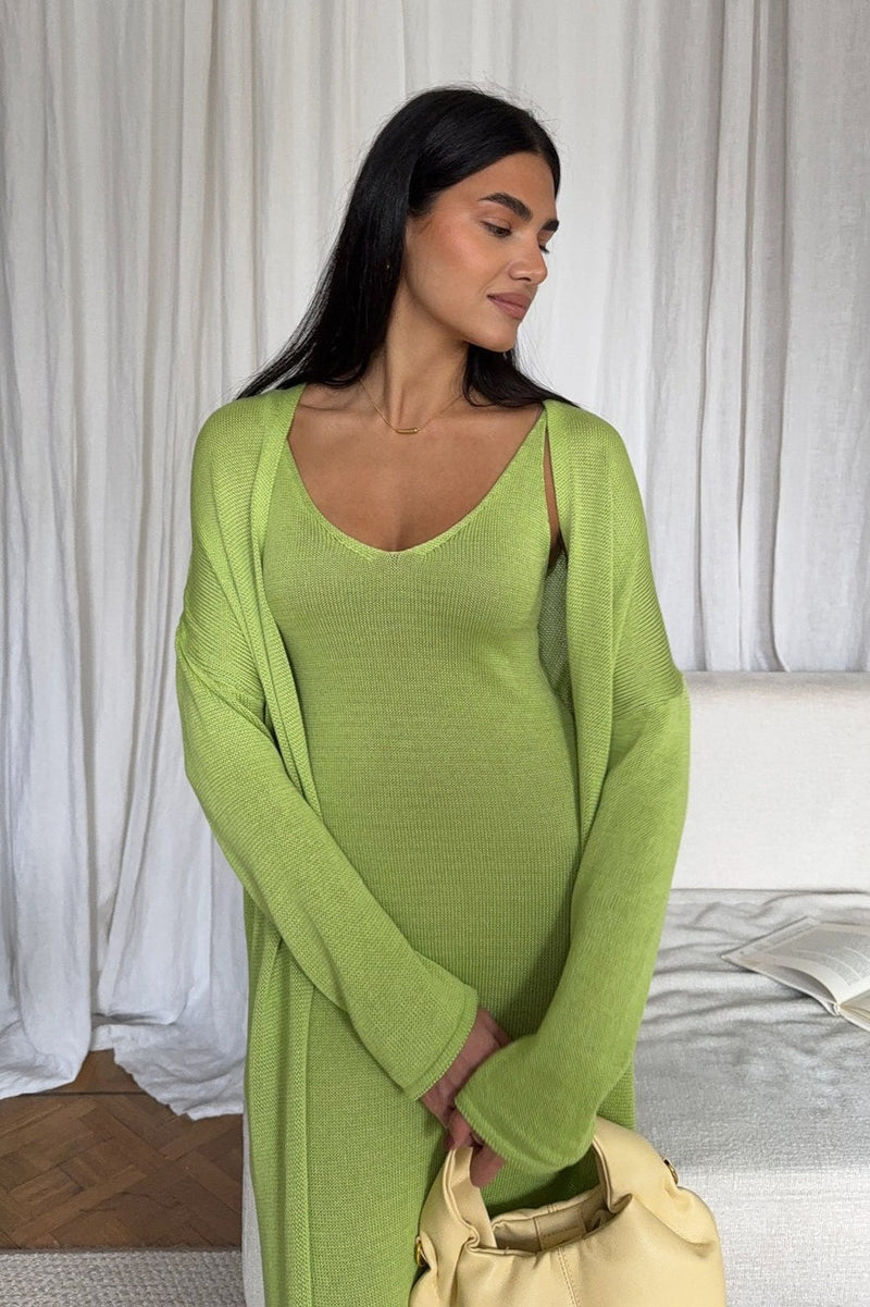 V Neck Cotton Knit Bodycon Two Piece Set