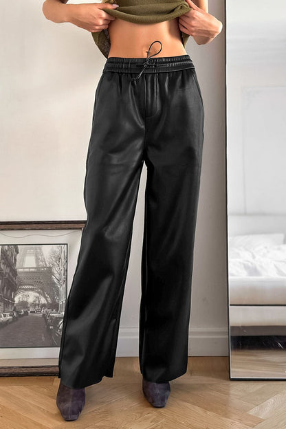 Fleece High Waist Straight Pants