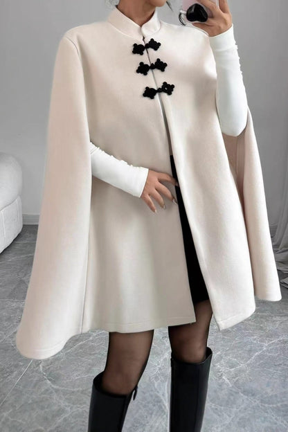 Color-blocked Frog Clasp Cape Coat