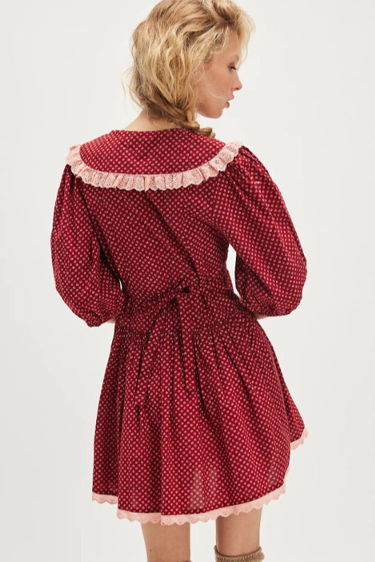 Polka Dot Peter Pan Collar Puff Sleeve Mini Dress