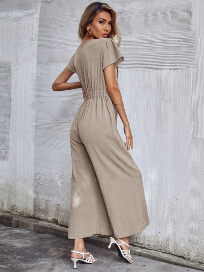 Tommy Bow Linen Blend Jumpsuit - Apricot