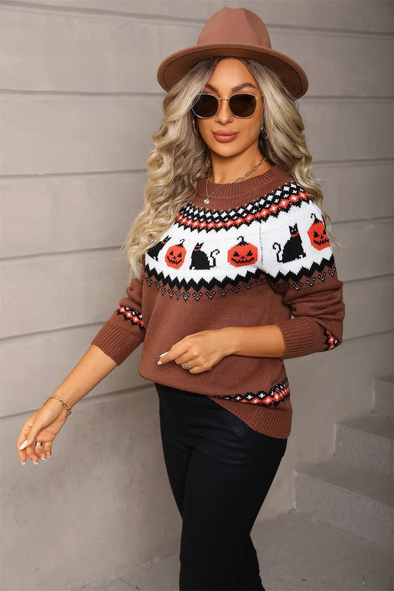 Graphic Pumpkin Halloween Sweater
