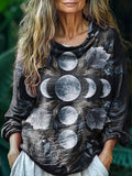 Women's Moon Floral Pattern Art Print Casual Comfort Cotton Shirt