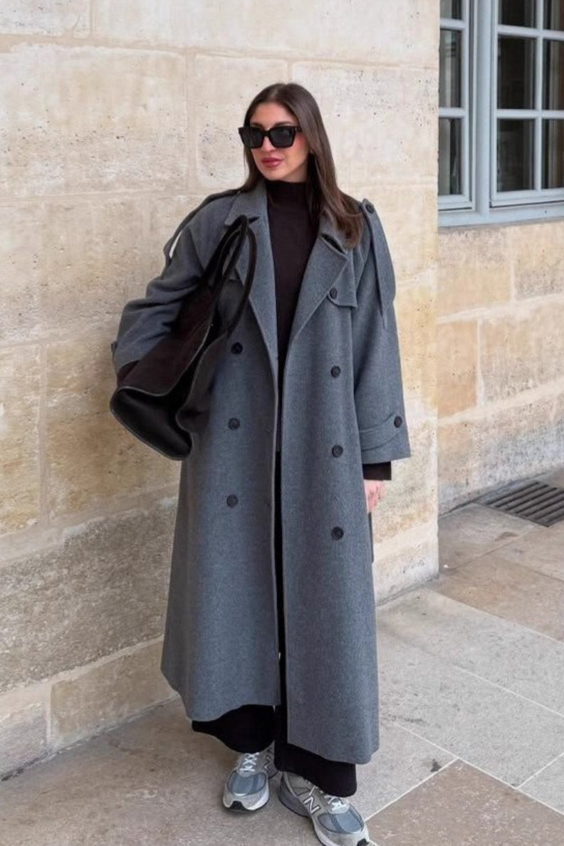 Long Line Notch Collar Tied Overcoat