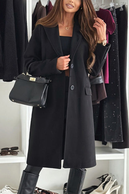 Fashionable Lapel Long Sleeve Single Breasted Loose Coat