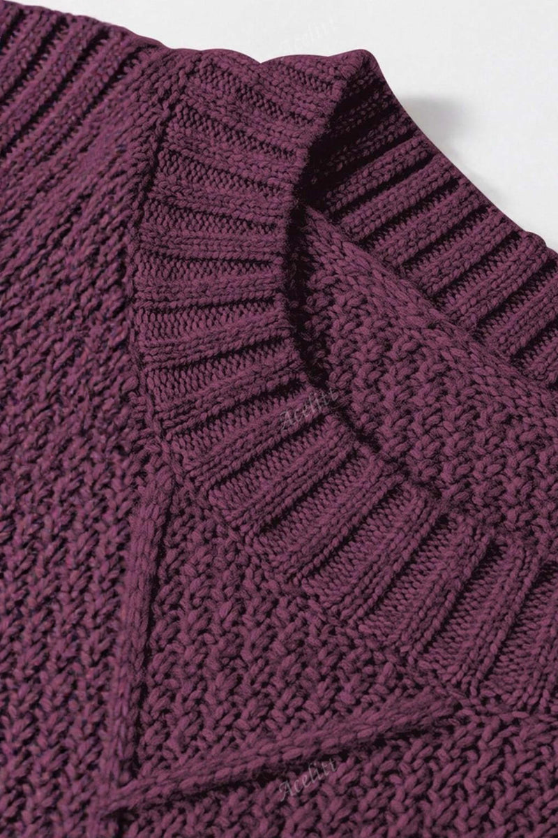 Textured Knit Midi Sweater