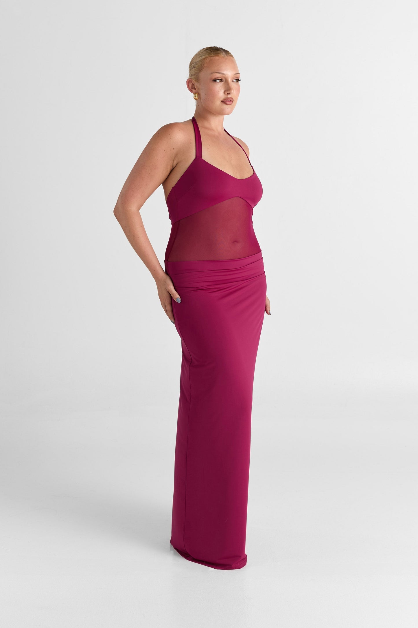 Arlenna — Maxi Dress With Sheer Mesh Waist for Evening Events