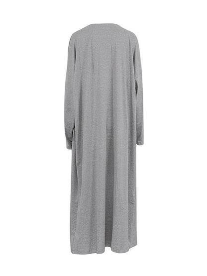 Long Sleeves Color Round-neck Inner Dress + Bodycon Outerwear Two Pieces Set