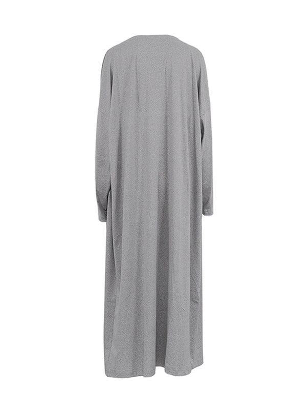 Long Sleeves Color Round-neck Inner Dress + Bodycon Outerwear Two Pieces Set