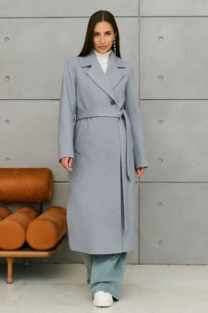 Double Breasted V-neck Wool Overcoat