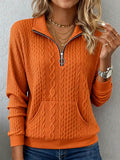 Women's Casual Solid Color Half Zip Sweatshirt 