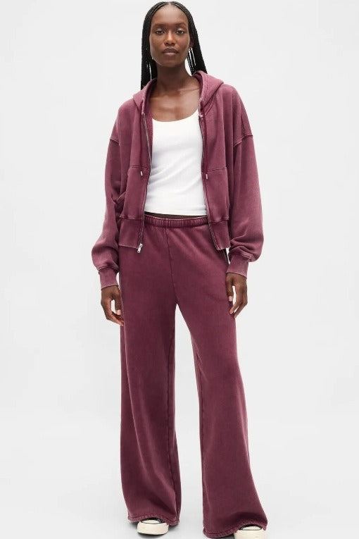 Retro Hooded Zipper Loose Two Piece Set
