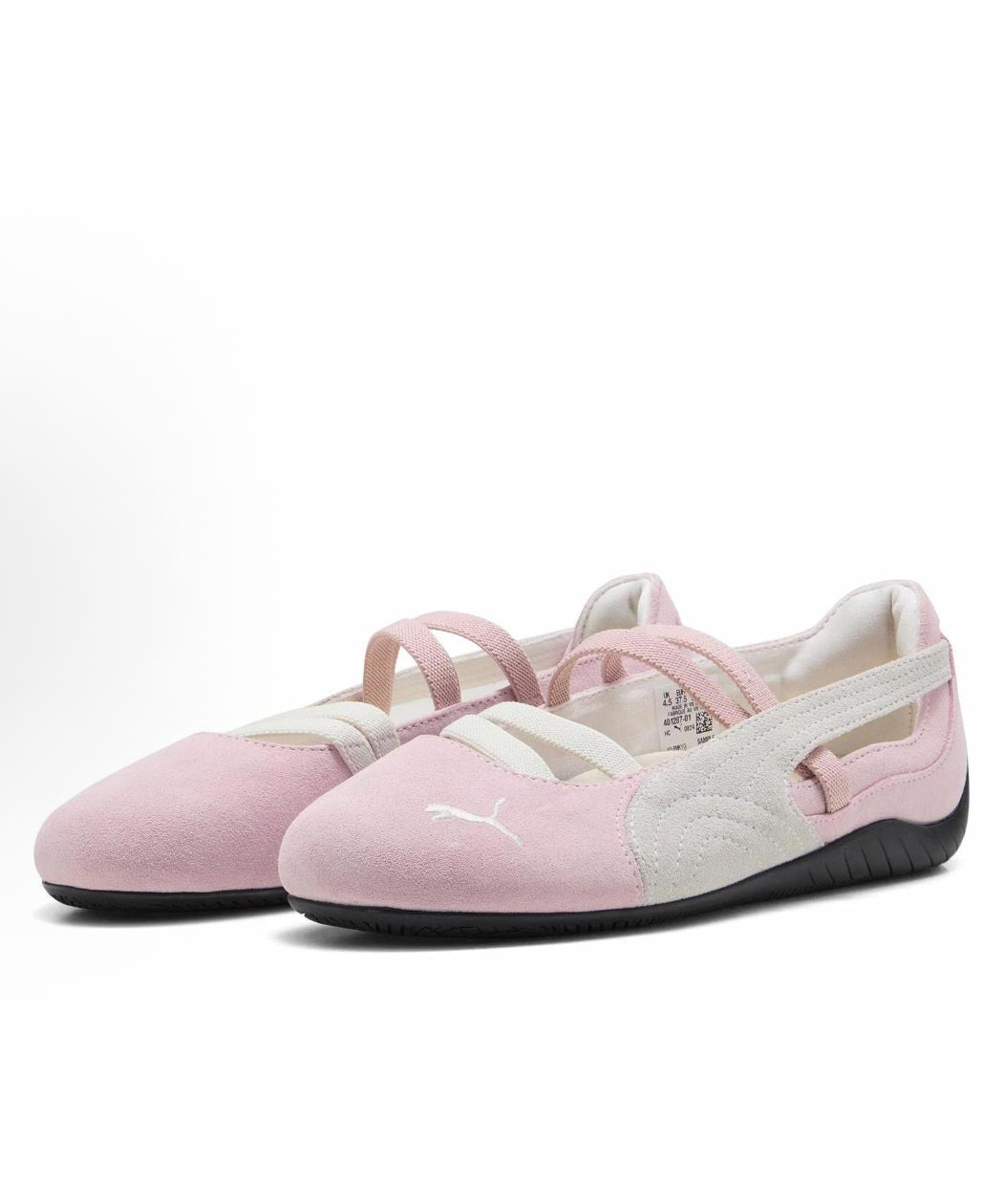Black Pink Suede Flat Shoes for Splicing Buckle Strap