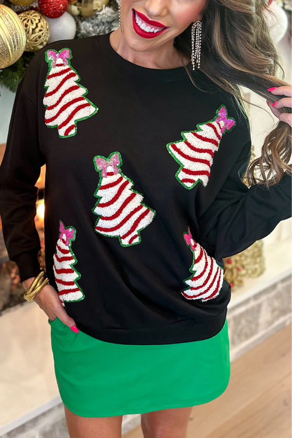 Christmas Tree Sequined Loose Sweatshirt