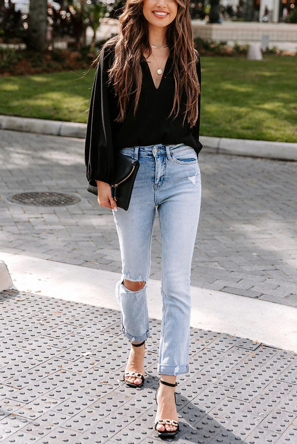 Work Life Balance V-neck Blouse