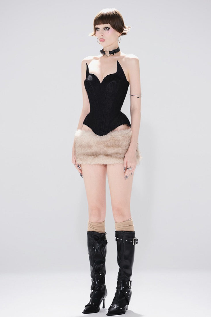 Color Backless Tube Fleece Two Piece Set