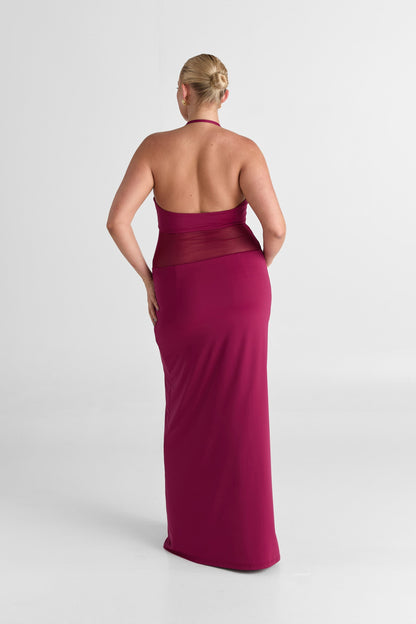 Arlenna — Maxi Dress With Sheer Mesh Waist for Evening Events
