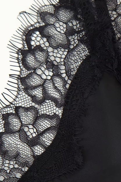 Alluring Asymmetric Lace Trim Fitted Mini Dress