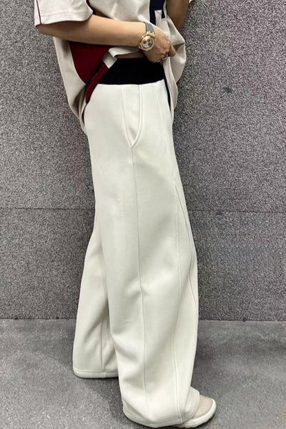 Color Fluid Wide Leg Fleece Sweat Pants