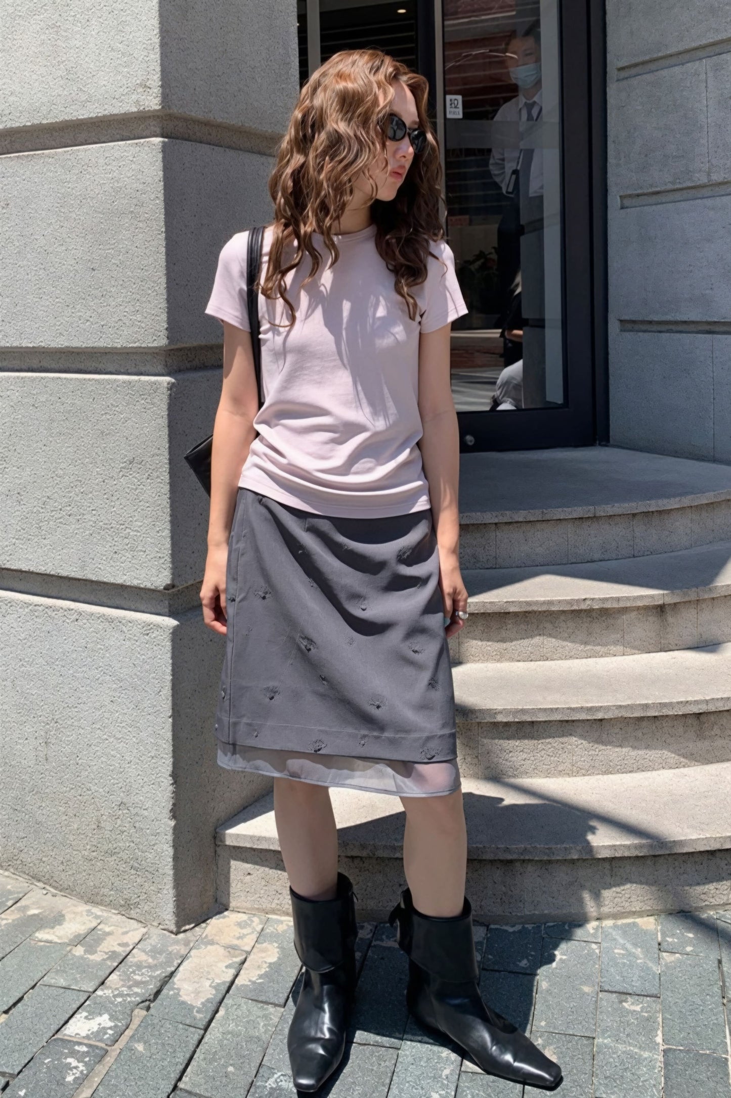 Embroidered Mesh Mini Skirt
