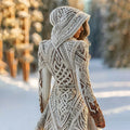 Women's Vintage Viking Celtic Knit Cozy Sweater Dress artswardrobe