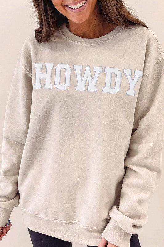 Gray Howdy Drop Shoulder Graphic Sweatshirt
