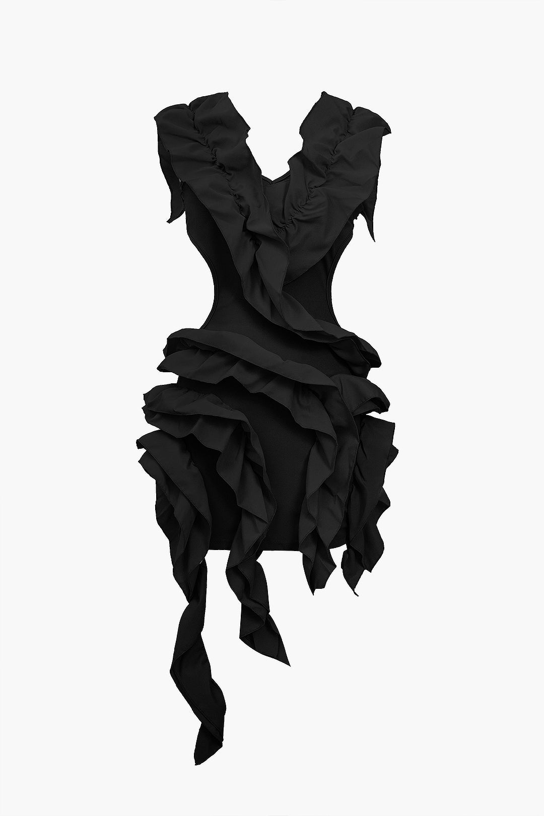 Color Y2k Backless Pleated Ruffle Midi Dress