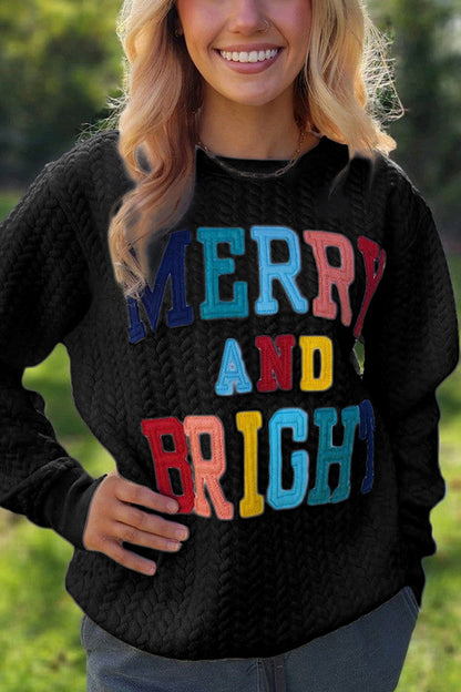 Christmas Letter Print Loose Long-sleeved Sweatshirt